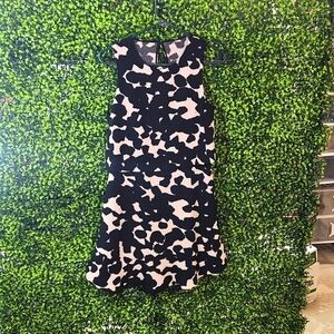 Elegant Black and Cream Midi Dress Size Medium